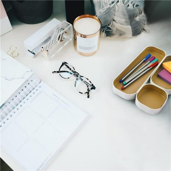 Three by Three Seattle 3 Piece Shallow Metal Organizer Tray Set for Storing - Picture 4 of 7